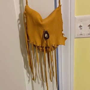 Handmade Buckskin Crossbody with fringe